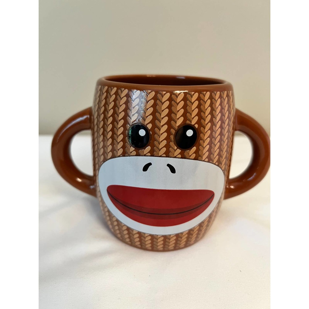 Gallerie‎ Double Handled Sock Monkey Mug 4" Tall